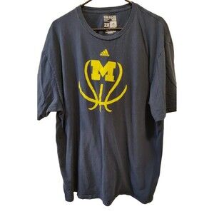 Vintage NCAA Michigan Wolverines Blue Shirt Men - Basketball Logo -  Size 2XL